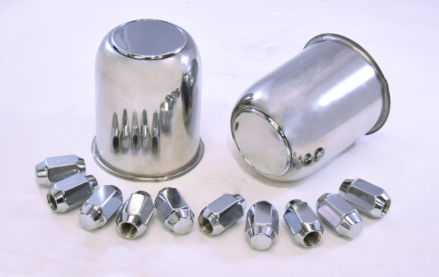 Chrome Acorn Lug Nuts and SS Wheel Caps (for 2 wheels)